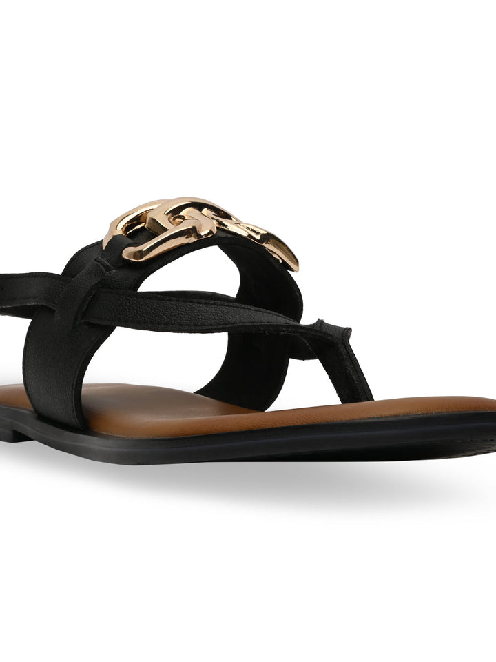 Rocia By Regal Black Women Buckled Backstrap Sandals