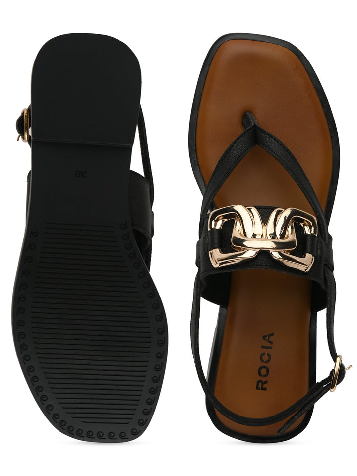 Rocia By Regal Black Women Buckled Backstrap Sandals