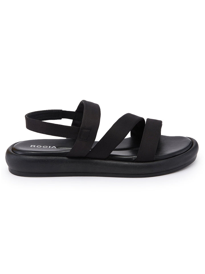 Rocia By Regal Black Women Zig-Zag Strappy Flats