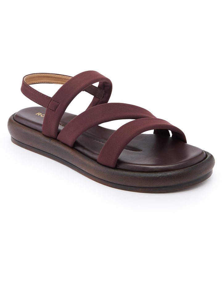 Rocia By Regal Brown Women Zig-Zag Strappy Flats