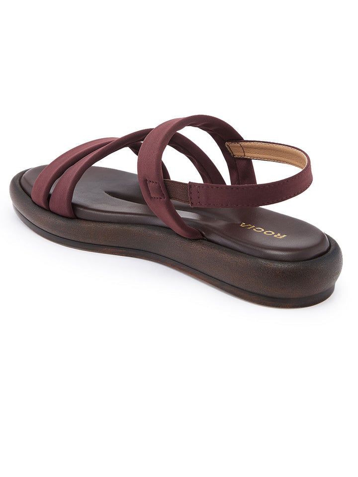 Rocia By Regal Brown Women Zig-Zag Strappy Flats