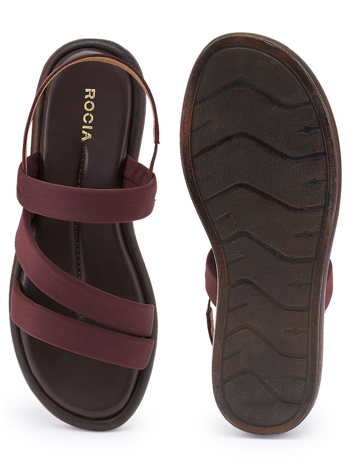 Rocia By Regal Brown Women Zig-Zag Strappy Flats