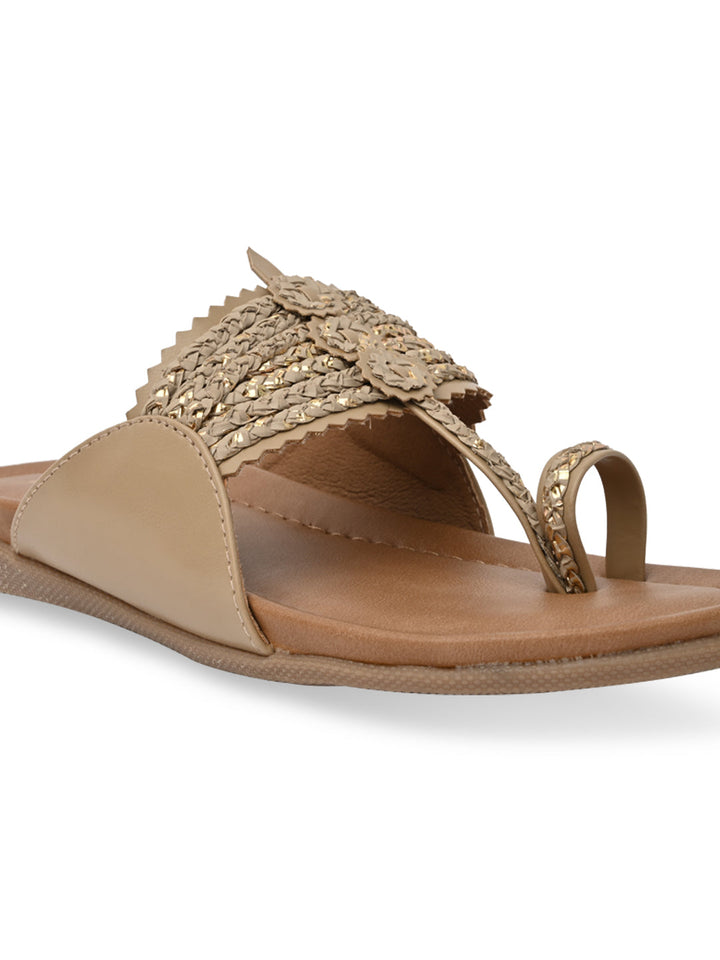 Rocia By Regal Beige Women Kolhapuri Flats