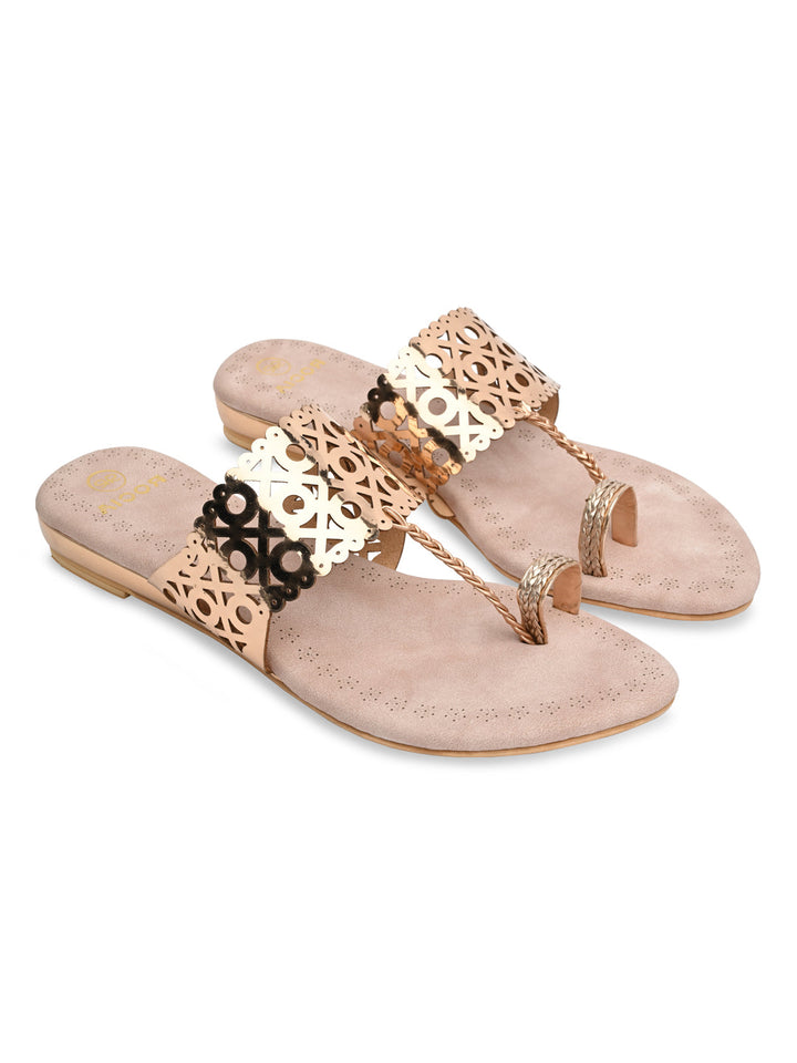 Rocia By Regal Rose Gold Women Laser Cut Flats