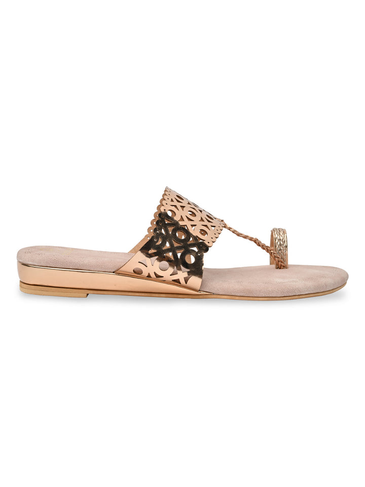 Rocia By Regal Rose Gold Women Laser Cut Flats
