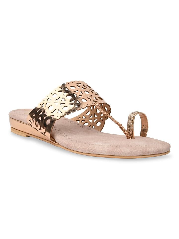 Rocia By Regal Rose Gold Women Laser Cut Flats