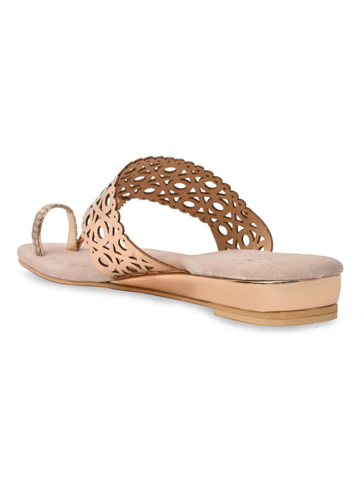 Rocia By Regal Rose Gold Women Laser Cut Flats