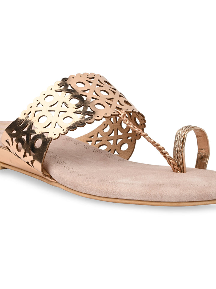 Rocia By Regal Rose Gold Women Laser Cut Flats