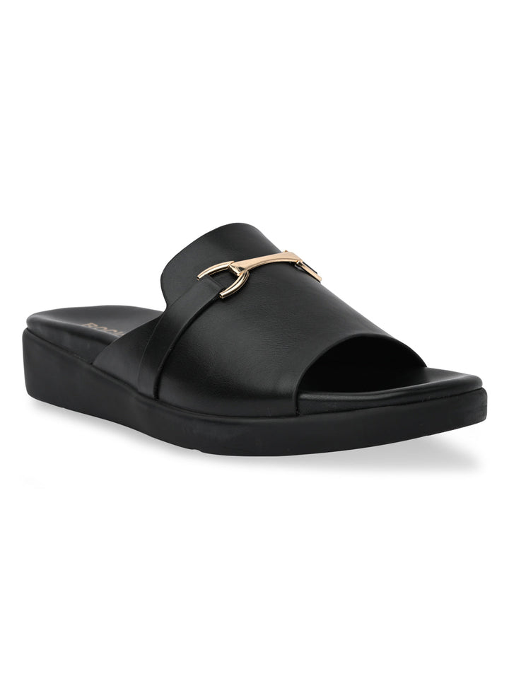 Rocia By Regal Black Women Stylish Buckled Flats