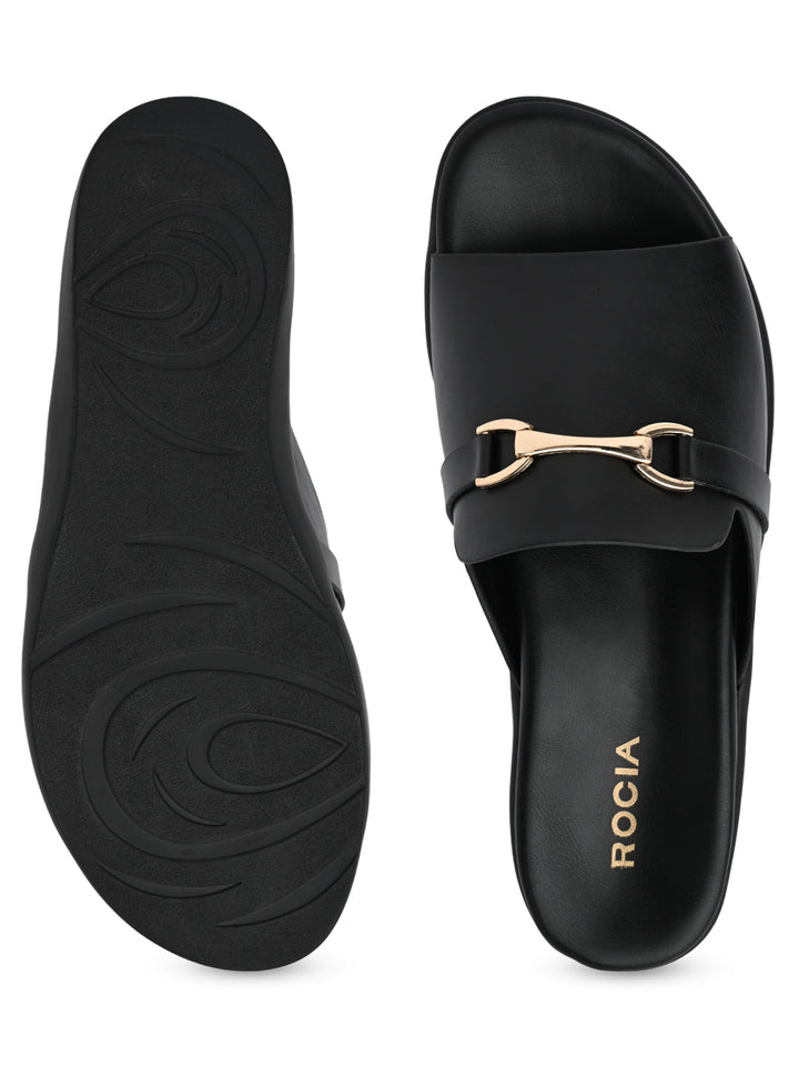 Rocia By Regal Black Women Stylish Buckled Flats