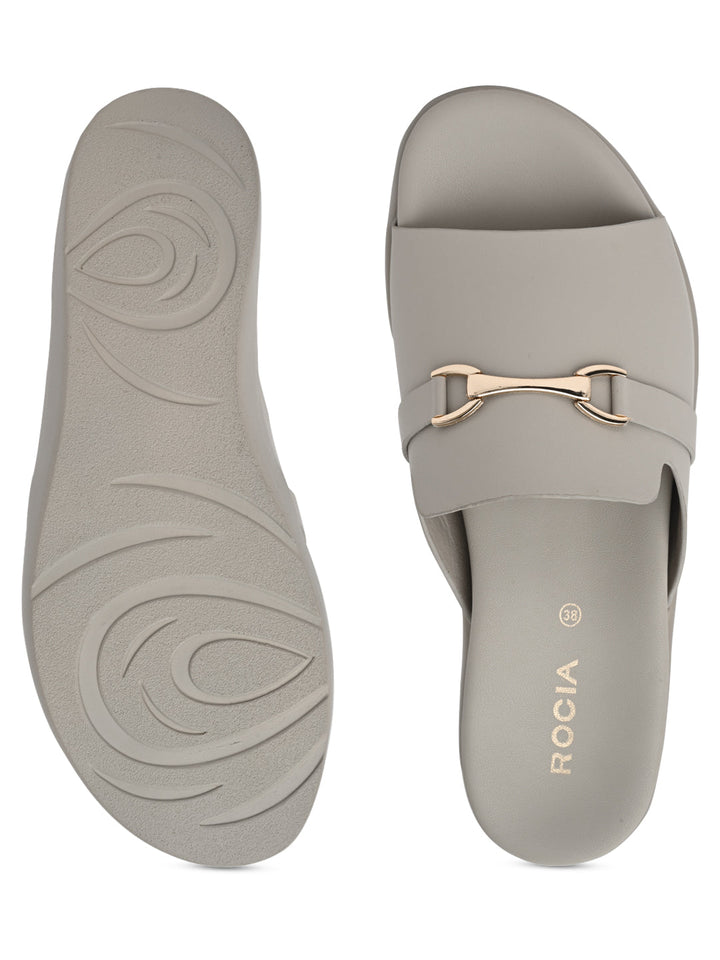 Rocia By Regal Grey Women Stylish Buckled Flats