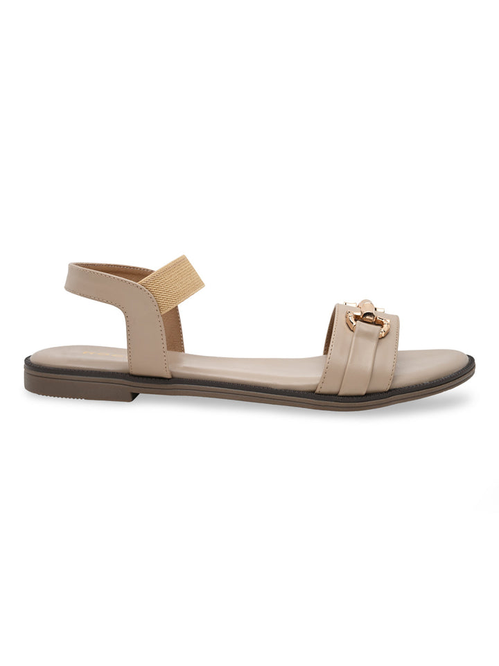Rocia By Regal Beige Women Buckled Flat Sandals