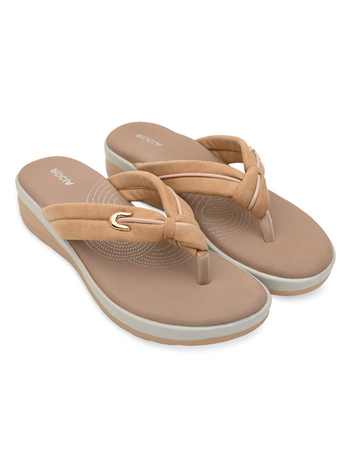 Rocia By Regal Beige Women Comfort Knotted Thongs