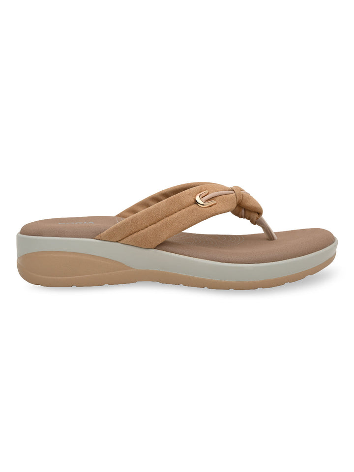 Rocia By Regal Beige Women Comfort Knotted Thongs