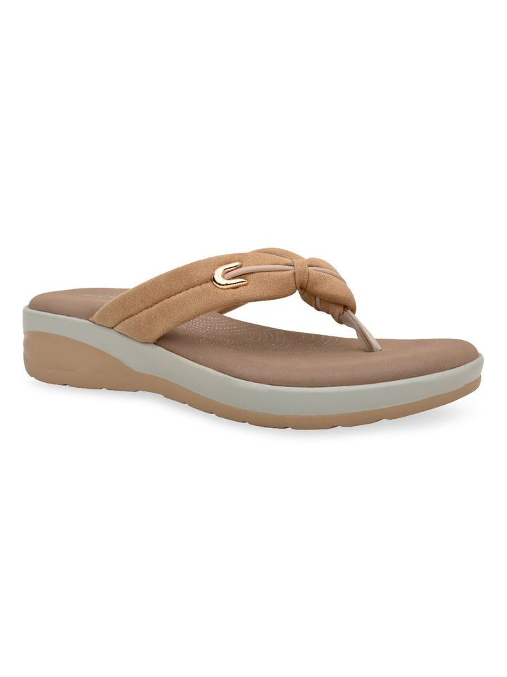 Rocia By Regal Beige Women Comfort Knotted Thongs