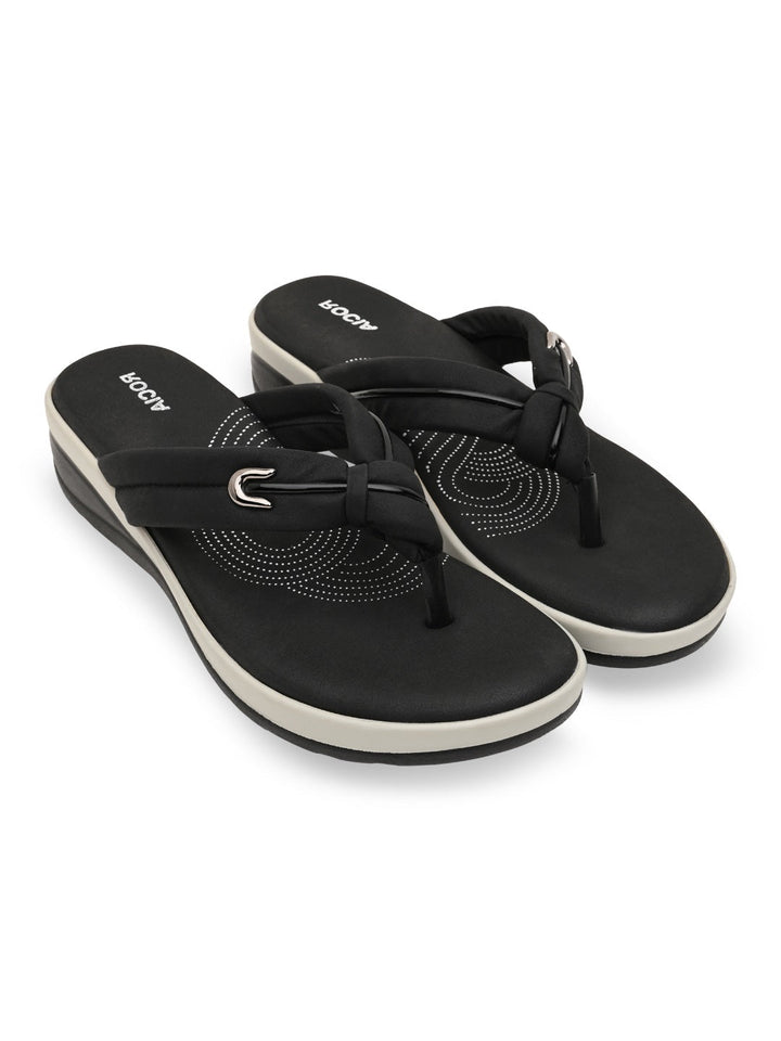Rocia By Regal Black Women Comfort Knotted Thongs