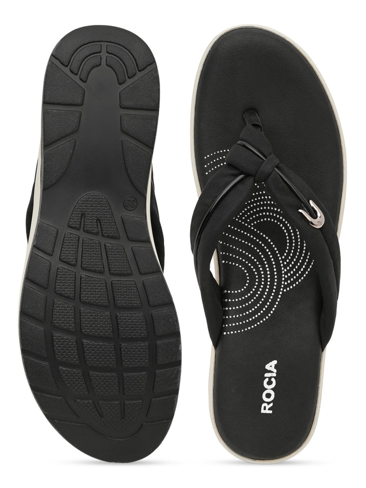 Rocia By Regal Black Women Comfort Knotted Thongs