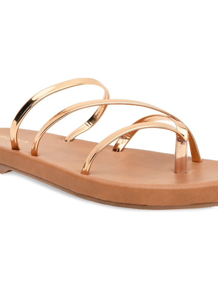 Rocia By Regal Rose Gold Women Strappy Flats