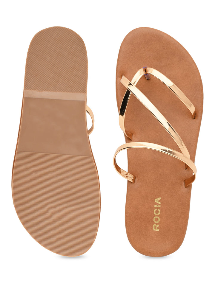 Rocia By Regal Rose Gold Women Strappy Flats
