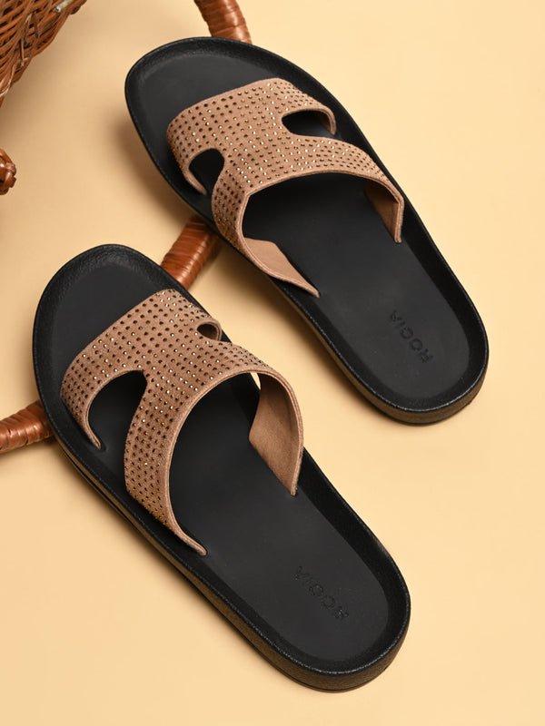 Rocia By Regal Beige Women Studded H Flats