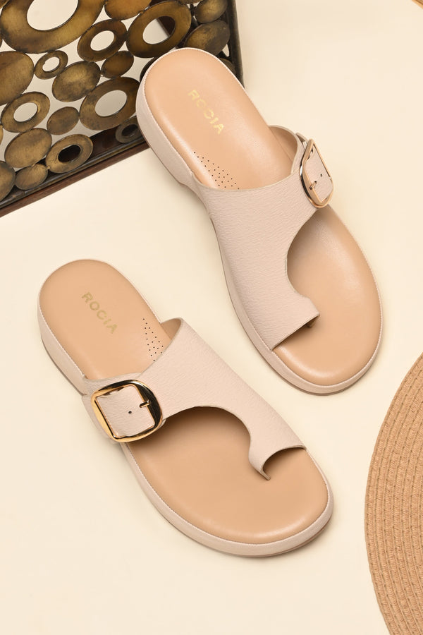 Rocia By Regal Beige Women One Toe Stylish Sandals