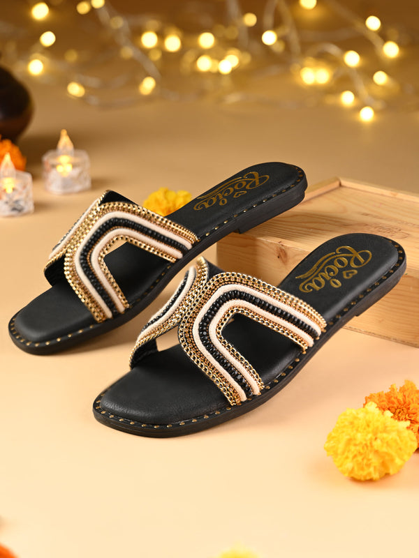 Rocia By Regal Black Women Stylish H Embellished Flats
