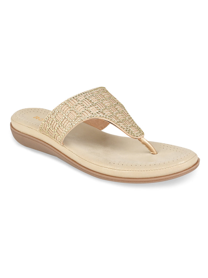 Rocia By Regal Gold Women Comfort Embellished Flats