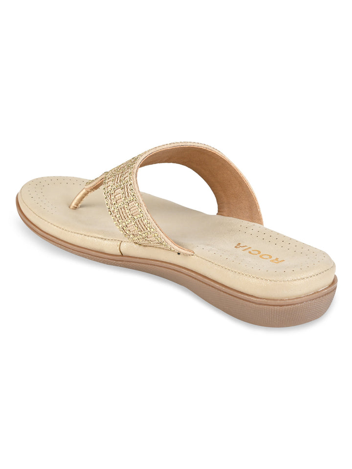 Rocia By Regal Gold Women Comfort Embellished Flats