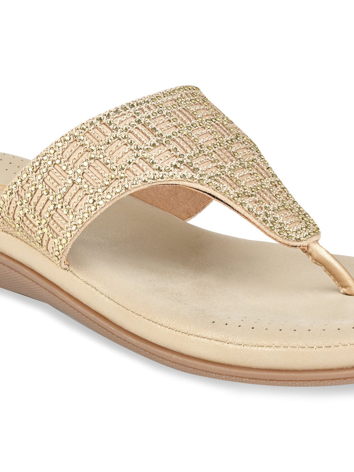 Rocia By Regal Gold Women Comfort Embellished Flats