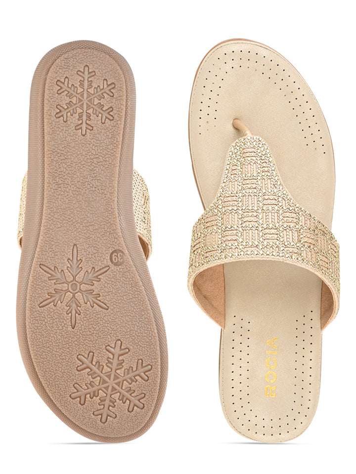 Rocia By Regal Gold Women Comfort Embellished Flats