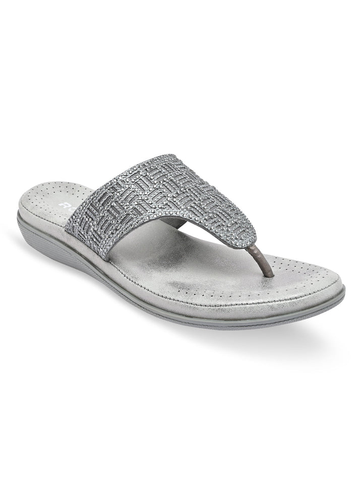 Rocia By Regal Gun Metal Women Comfort Embellished Flats