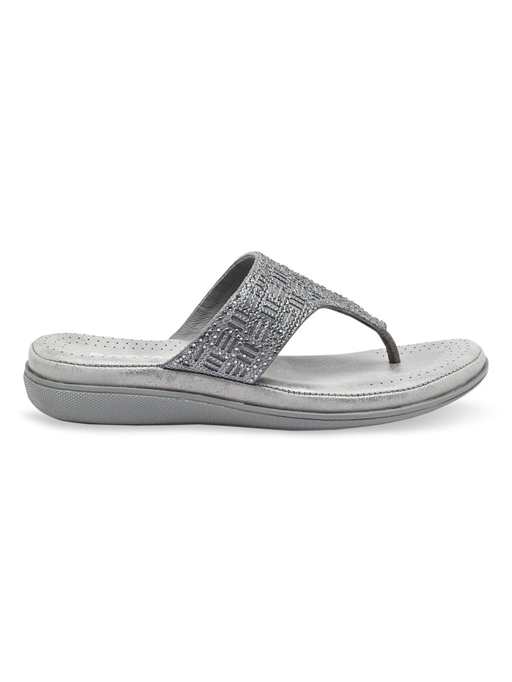 Rocia By Regal Gun Metal Women Comfort Embellished Flats