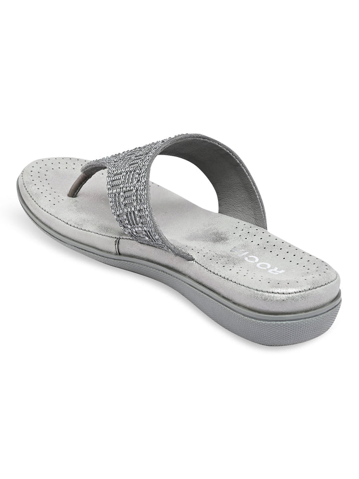 Rocia By Regal Gun Metal Women Comfort Embellished Flats