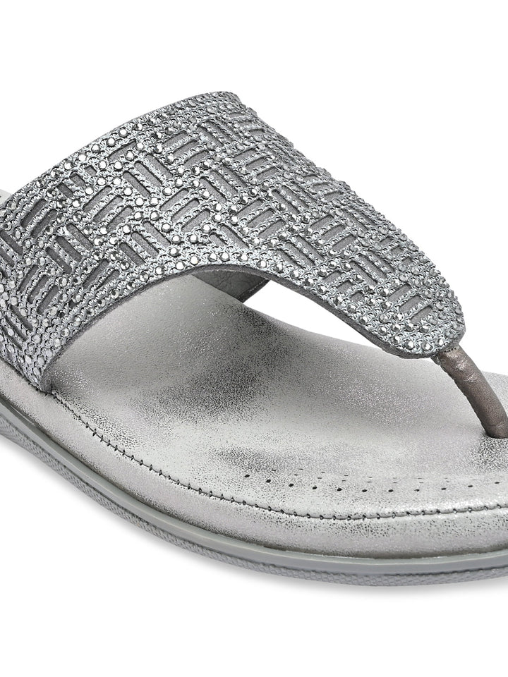 Rocia By Regal Gun Metal Women Comfort Embellished Flats