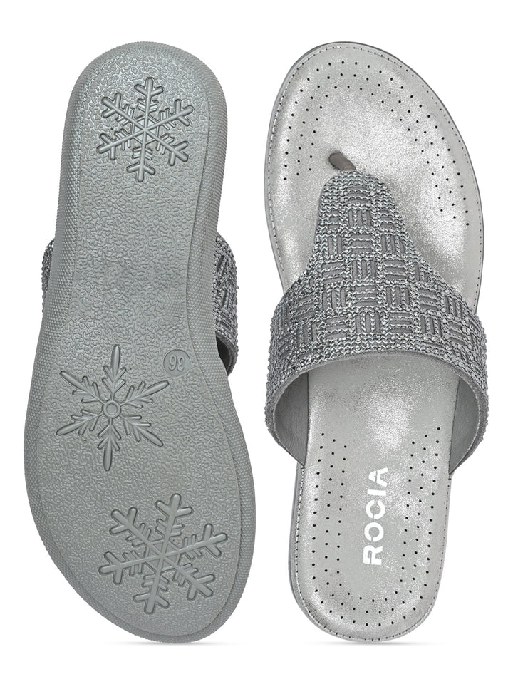 Rocia By Regal Gun Metal Women Comfort Embellished Flats