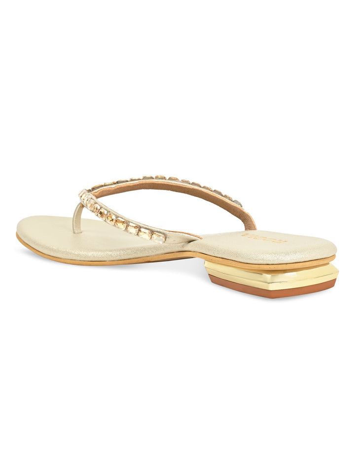 Rocia By Regal Gold Women Diamante Flat Thong