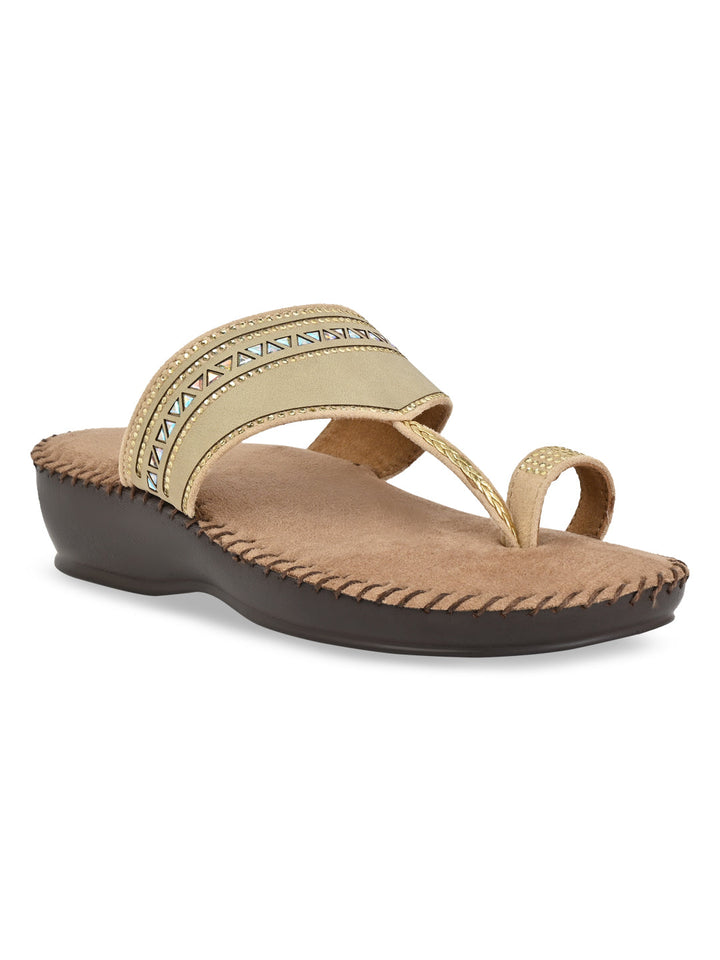 Rocia By Regal Beige Women One Toe Comfort Flats