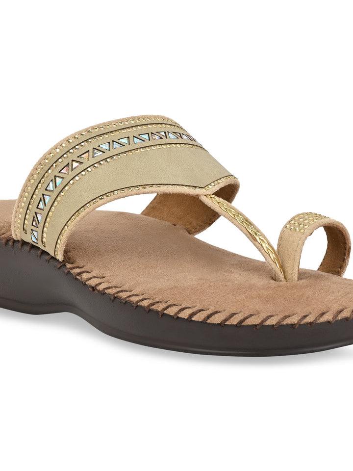 Rocia By Regal Beige Women One Toe Comfort Flats