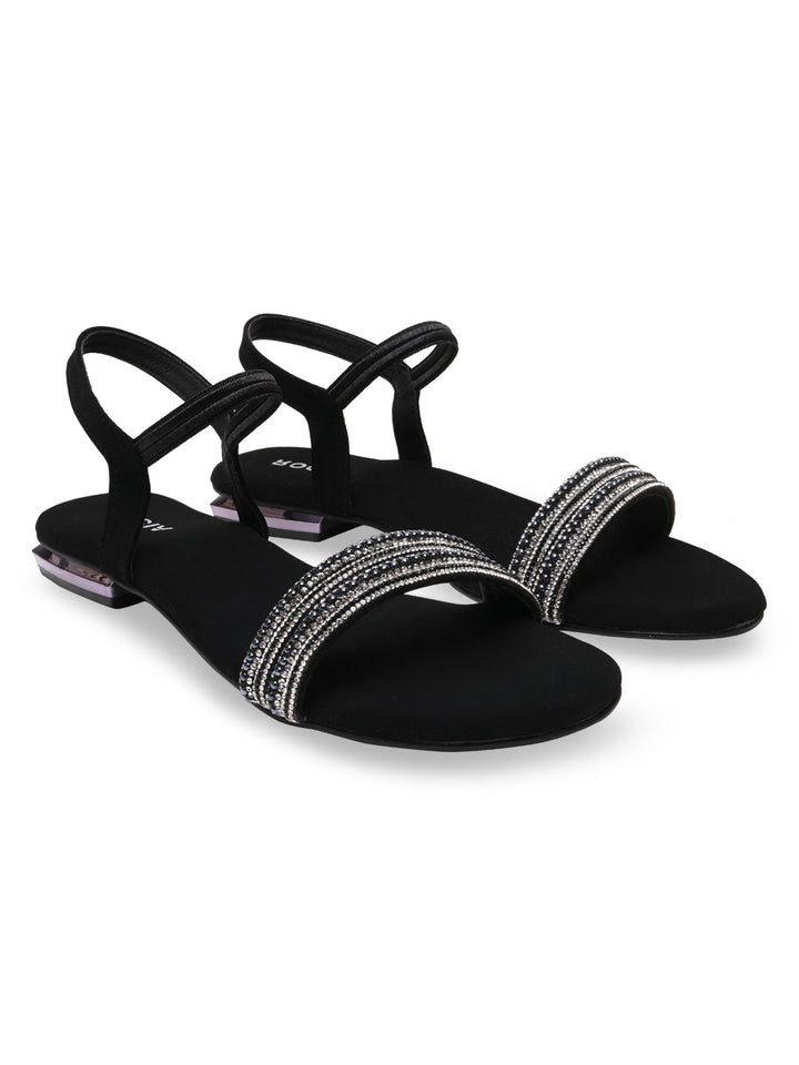 Rocia By Regal Black Women Diamond Flat Sandals