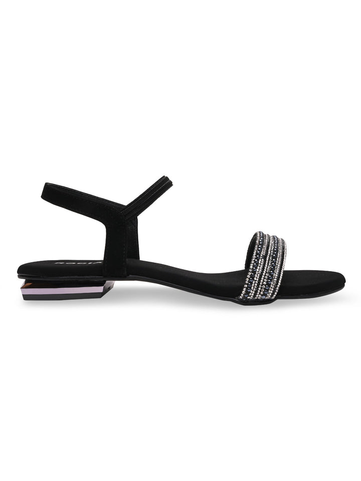 Rocia By Regal Black Women Diamond Flat Sandals