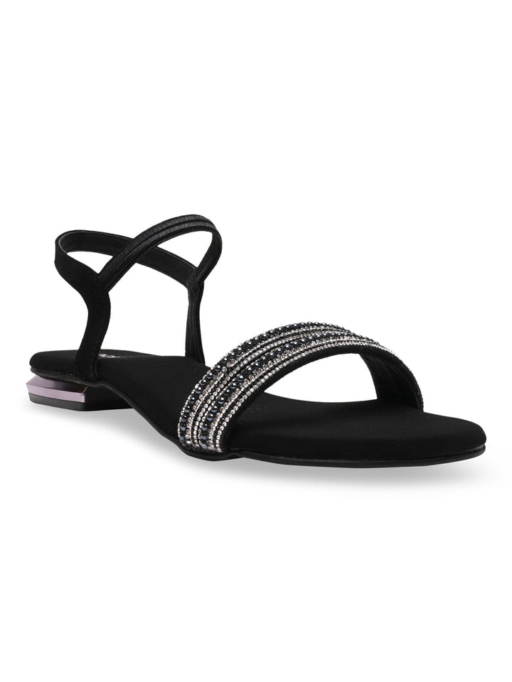 Rocia By Regal Black Women Diamond Flat Sandals