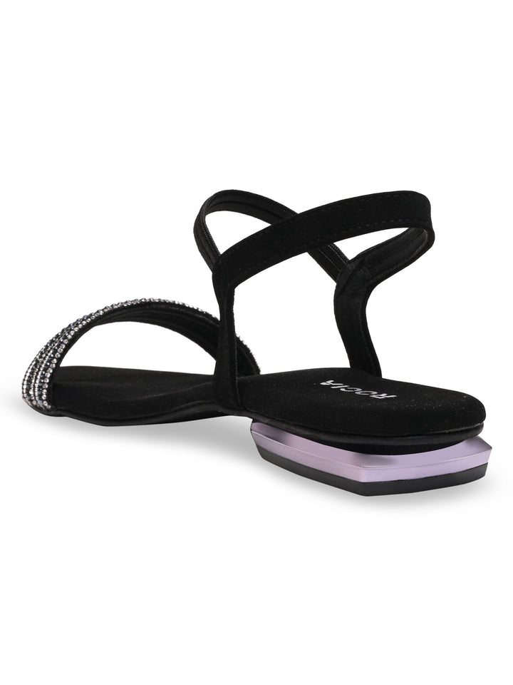 Rocia By Regal Black Women Diamond Flat Sandals
