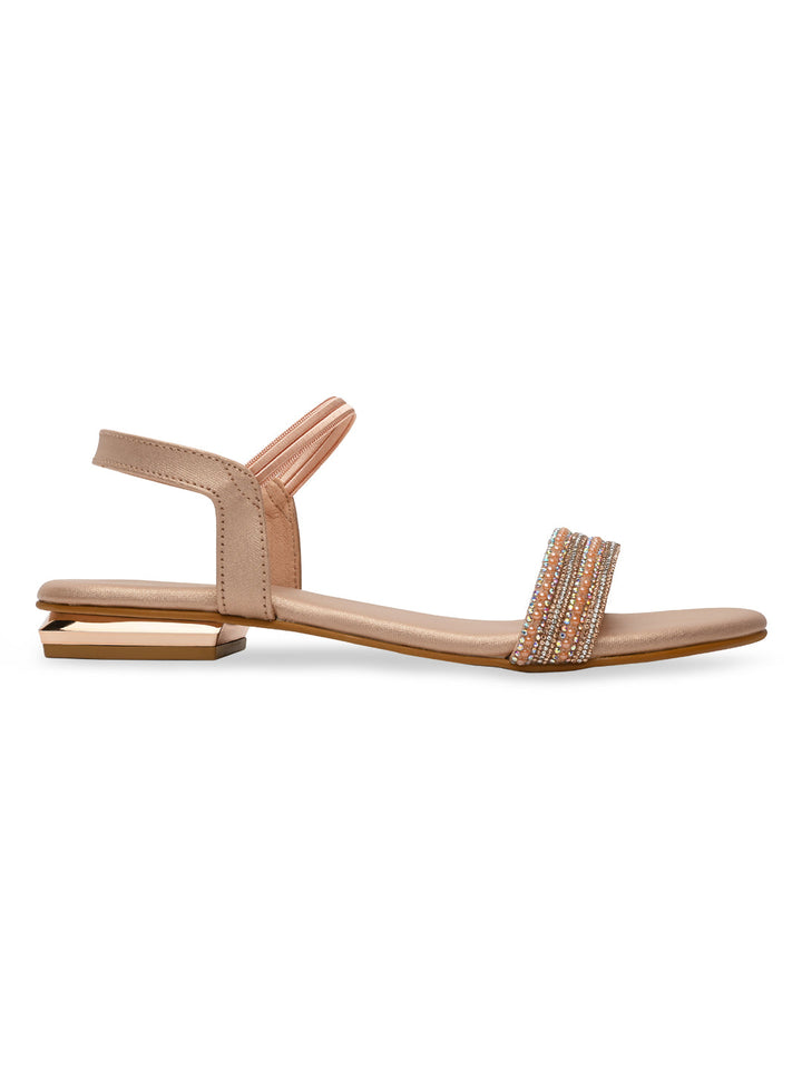 Rocia By Regal Rose Gold Women Diamond Flat Sandals