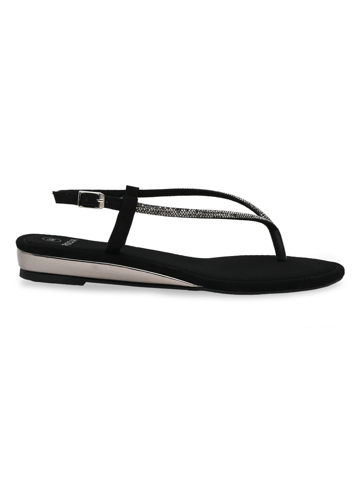 Rocia By Regal Black Women Diamond Thong Flat Sandals