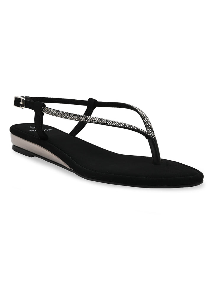 Rocia By Regal Black Women Diamond Thong Flat Sandals