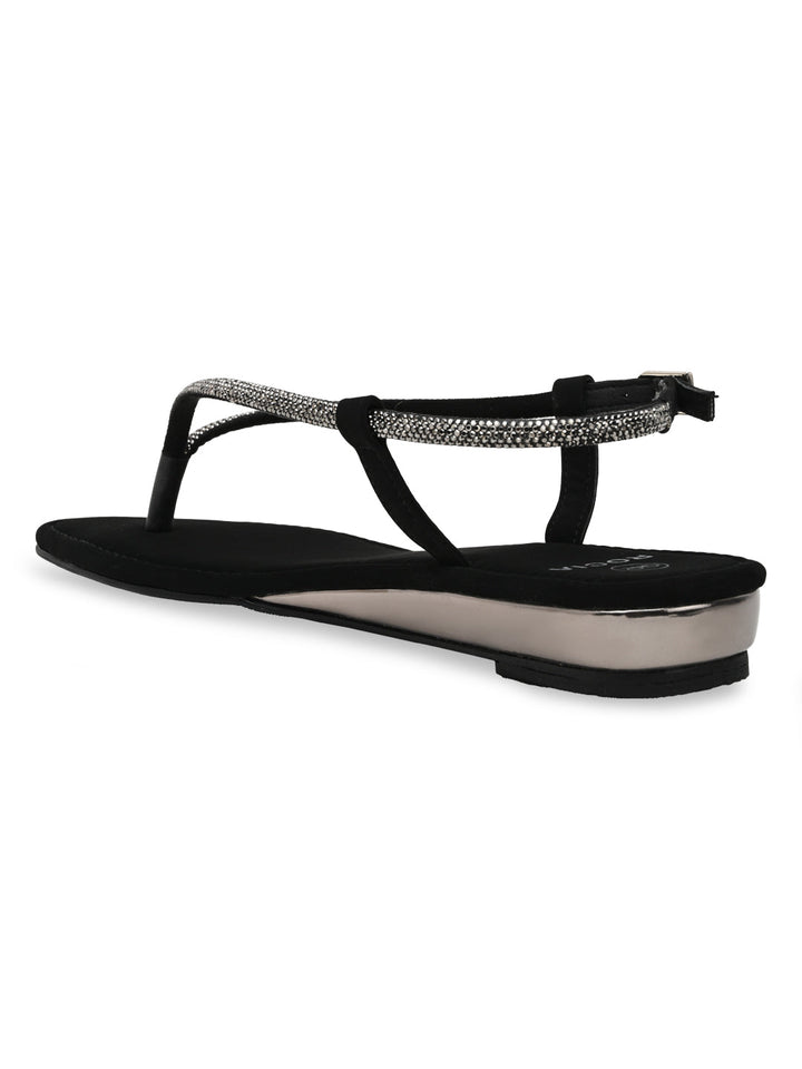 Rocia By Regal Black Women Diamond Thong Flat Sandals