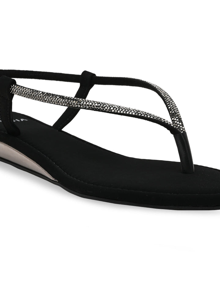 Rocia By Regal Black Women Diamond Thong Flat Sandals