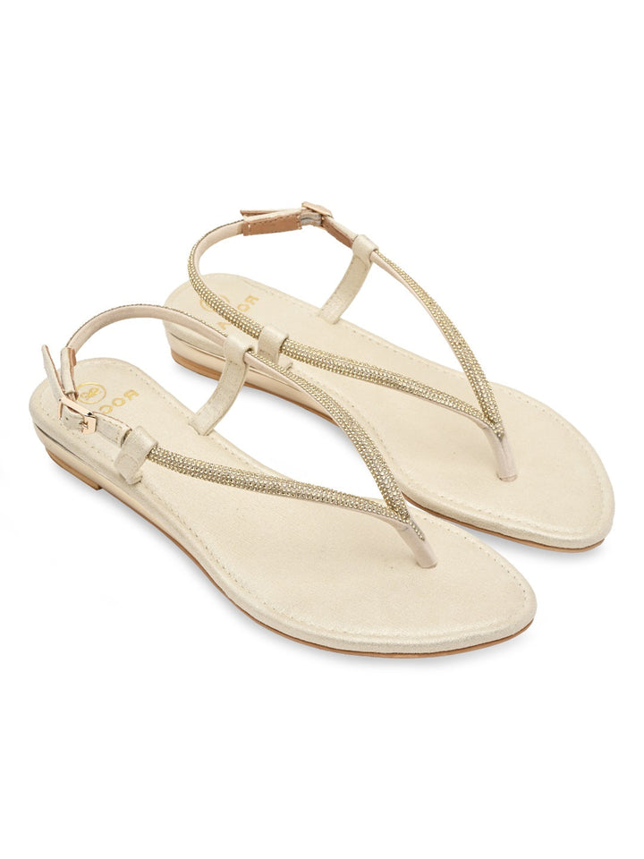Rocia By Regal Gold Women Diamond Thong Flat Sandals