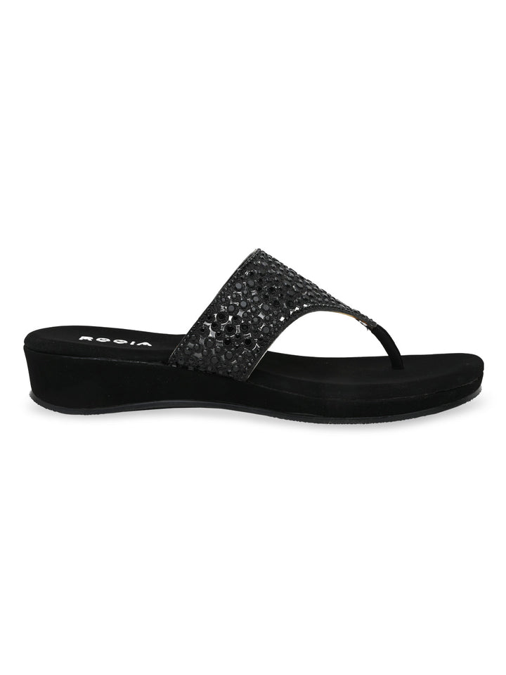 Rocia By Regal Black Women Diamond Mesh Flats