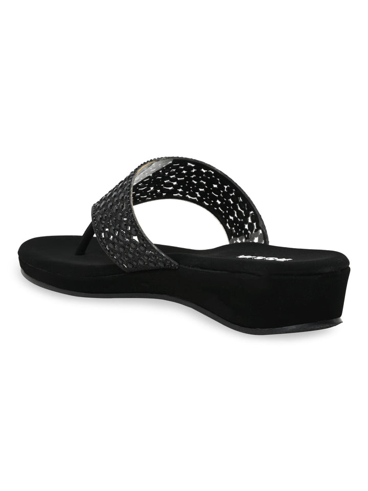 Rocia By Regal Black Women Diamond Mesh Flats